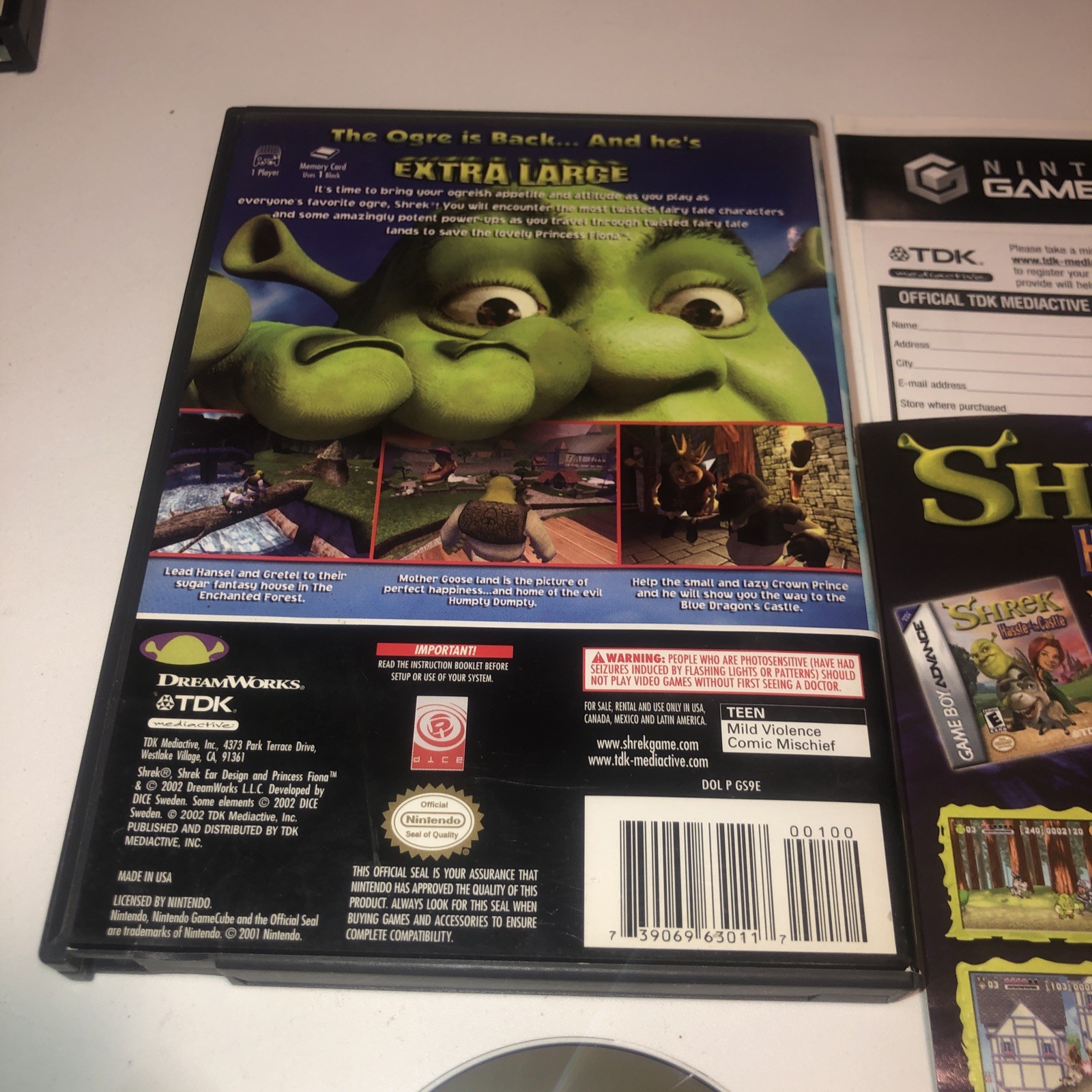 Shrek Extra Large Watch Variant Nintendo GameCube CIB w/Manual Insert NO WATCH