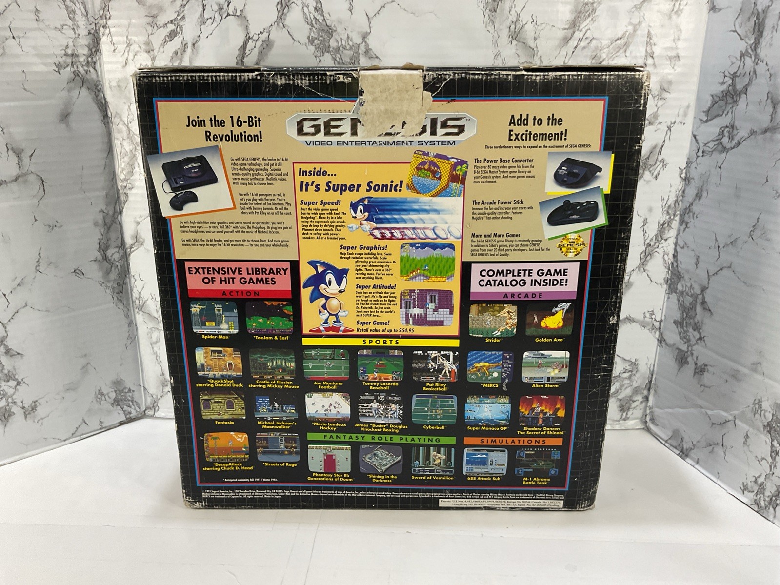Sega 1991 Genesis Console w/Sonic The Hedgehog Game Cartridge