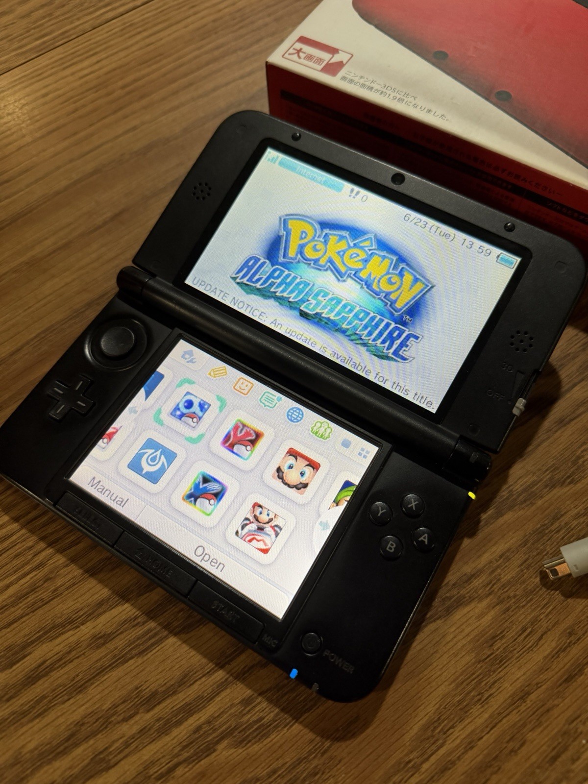 3DS LL Red Black Console in Box Nintendo English, Region Free, 32GB, Games *3D*
