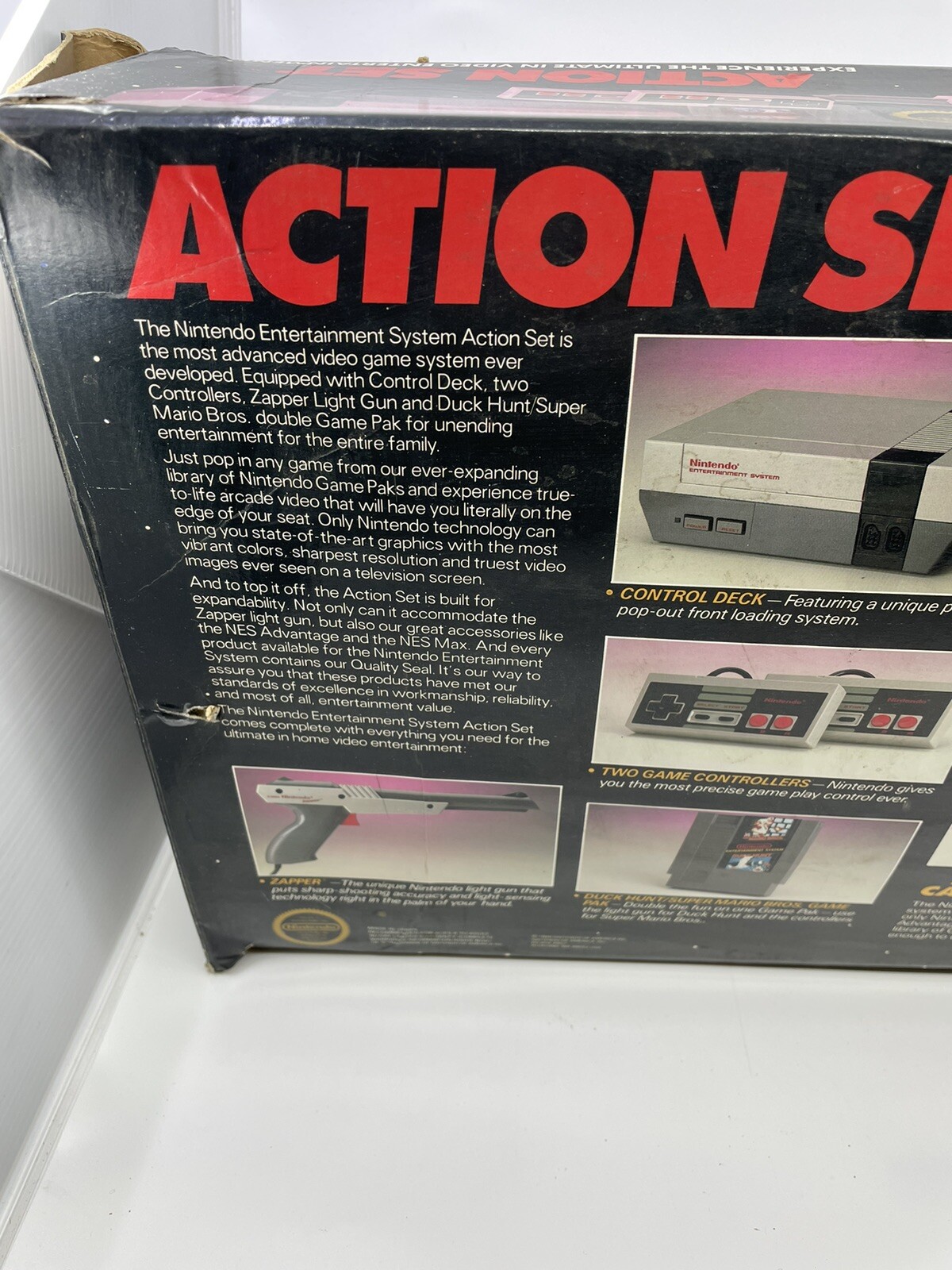 Vintage Nintendo NES Action Set Home Console – White/Gray Box Only 1988