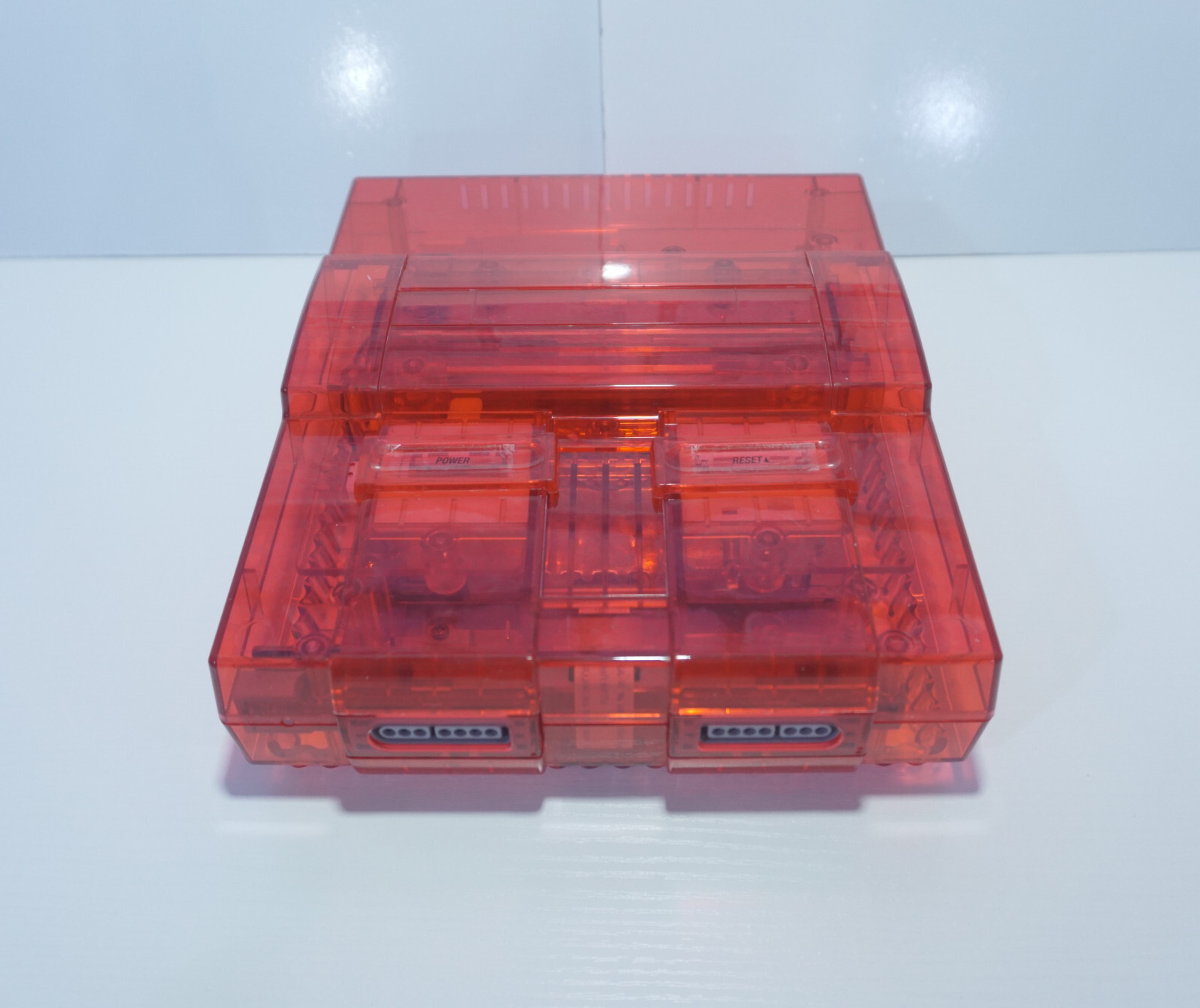 Transparent Clear Red Super Nintendo SNES Retro Video Game Console SNS-001