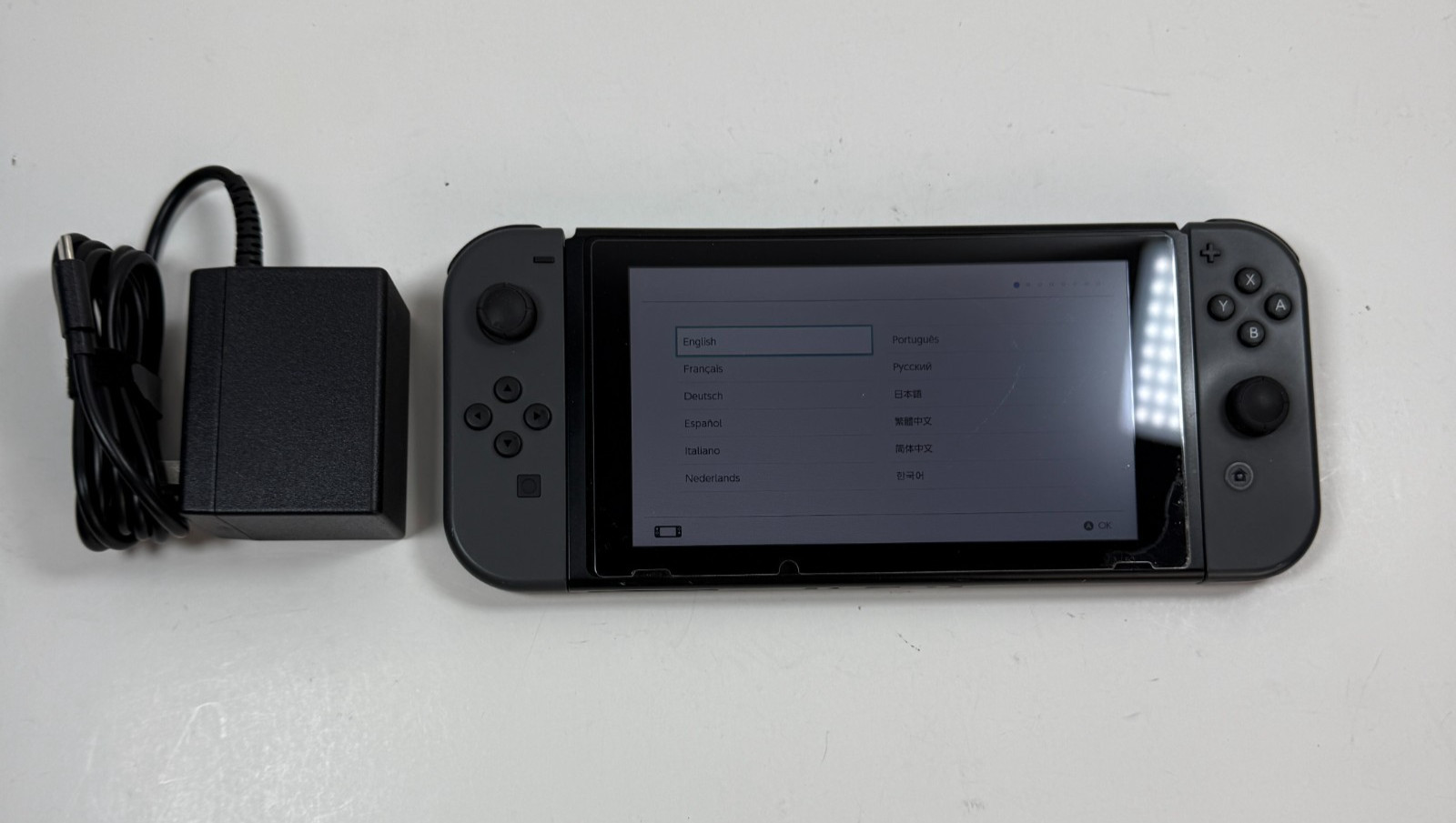 Nintendo Switch Console HAC-001(-01) Gray Black Joycons Charger Tested Working