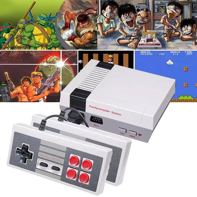 Old style Nintendo games Built-in with 2 Controllers RCA Gray White!