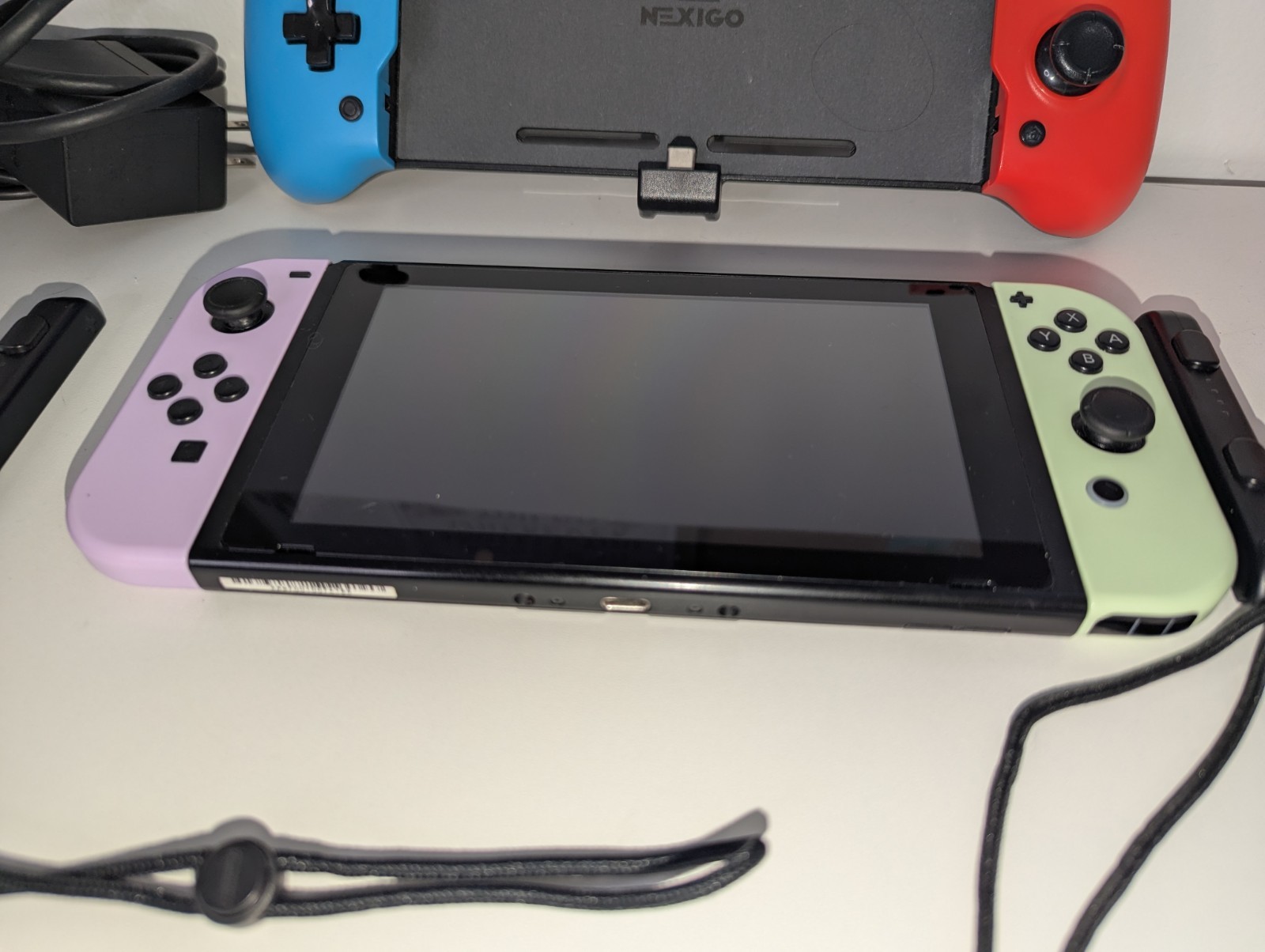 Nintendo Switch Console w/ Green & Purple Joy-Con, White Dock, USB-C