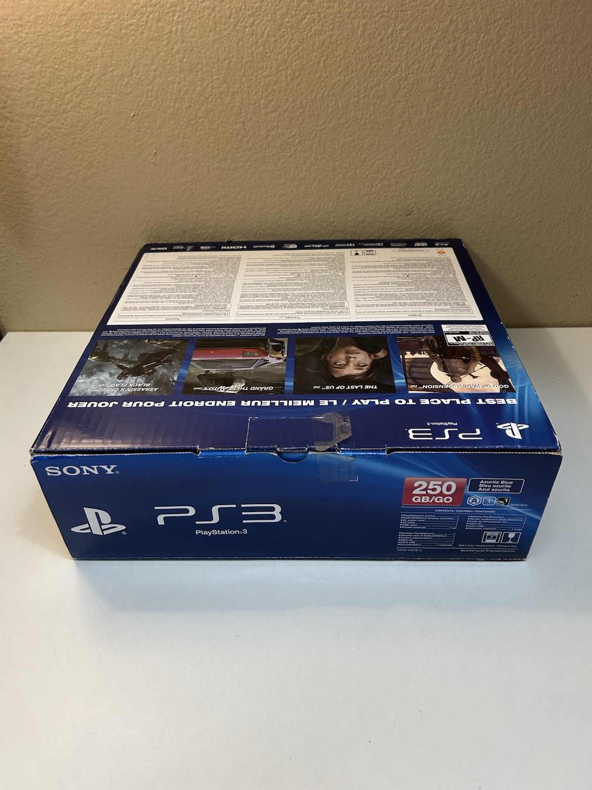 New Unsealed Open Box PS3 Super Slim 250 GB Azurite Blue Console CECH-4201B Read