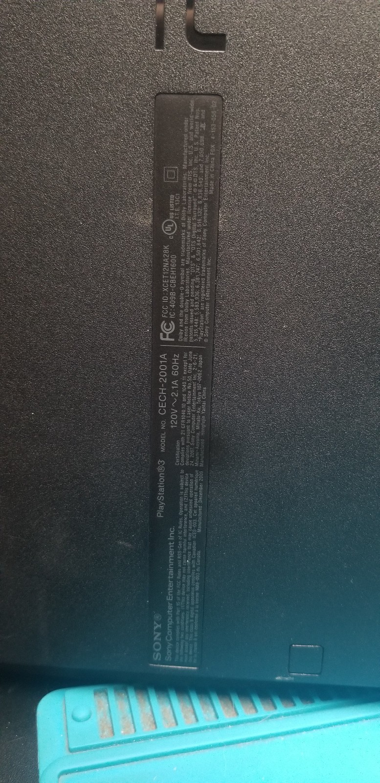 Sony PlayStation 3 Slim PS3 120GB Black CECH-2001A PARTS ONLY AS IS
