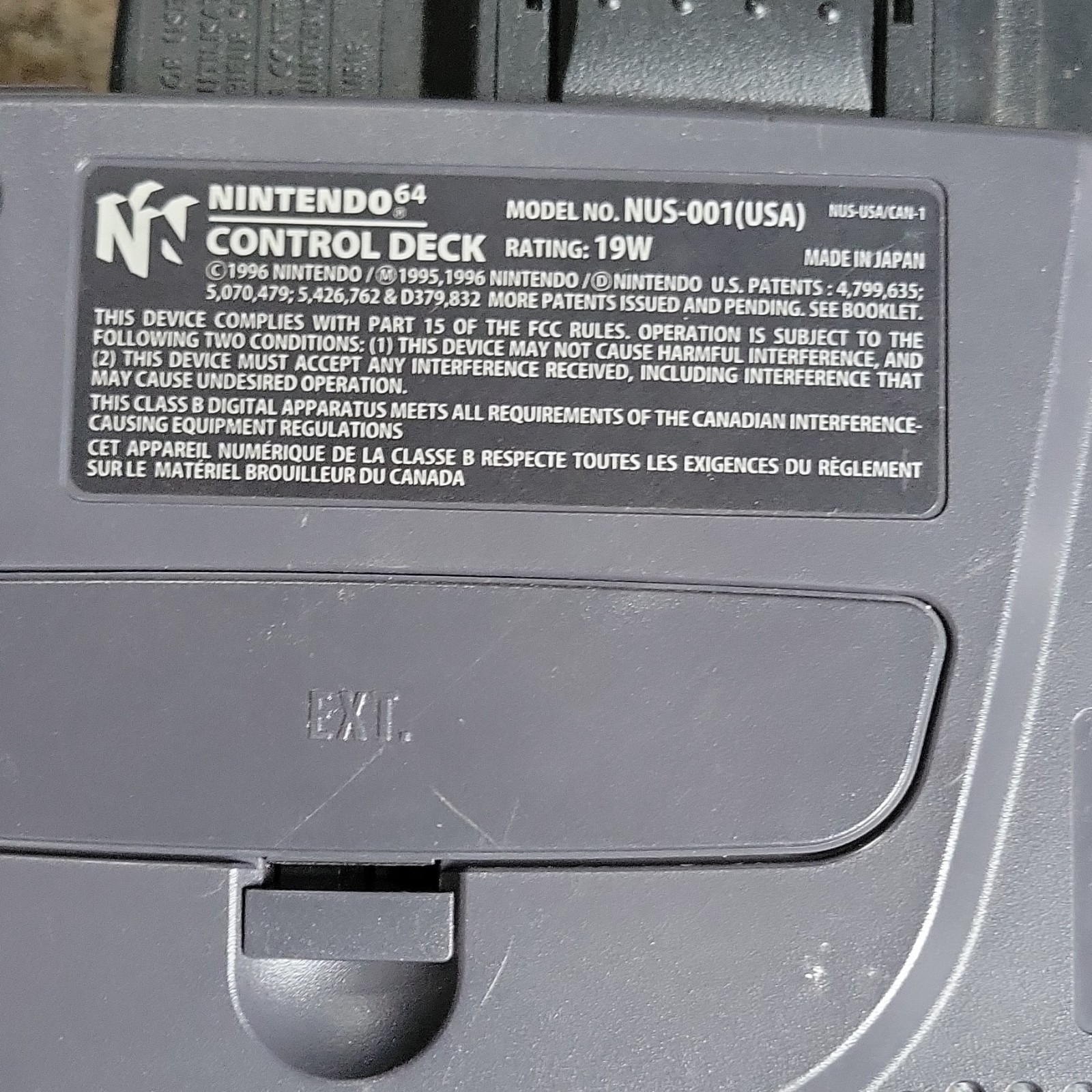 Nintendo 64 NUS-001 Gray Console with 2 Purple Controllers & AV Cables