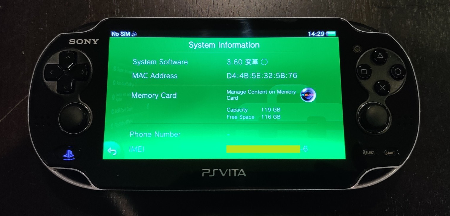 Sony PlayStation PS Vita OLED (PCH-1100) Black Firmware FW 3.60, 128GB