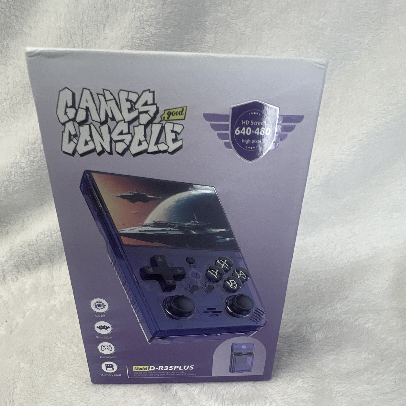 D-R35PLUS Handheld Game Console 64GB 640×480 Purple TV Output Card Slot