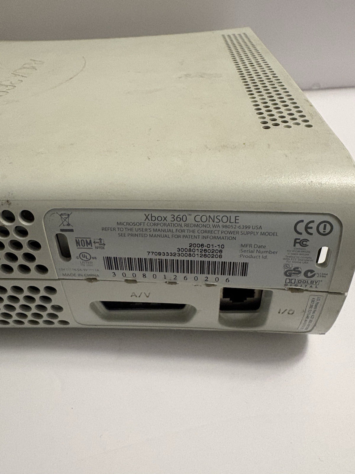 Microsoft Xbox 360 Core Model White System Console Only For PARTS REPAIR Only