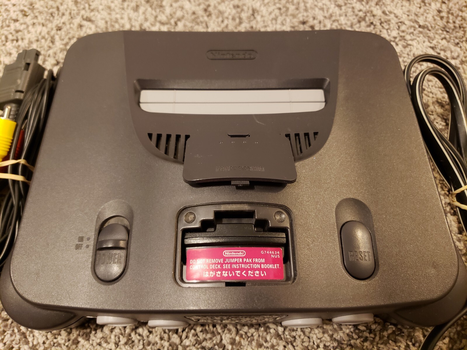 Nintendo 64 N64 System Console w OEM Controller, Jumper Pak ALL OEM CORDS, WORKS