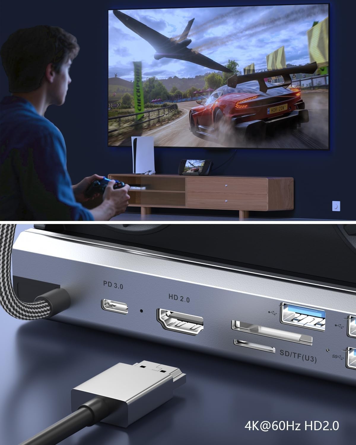 Multi-Device 12-in-1 Docking Station with 4K Output, 6 Ports & Cooling Fans