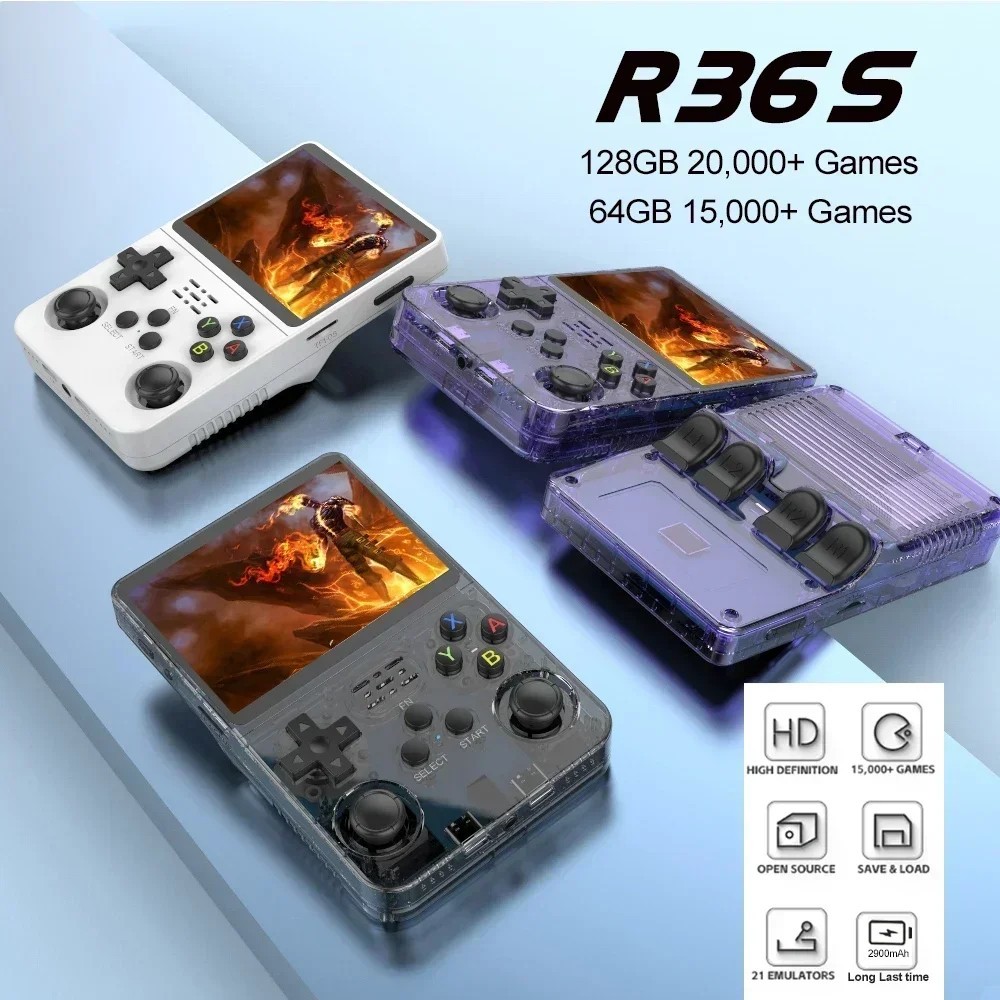 R36S Retro Handheld Video Game Console Linux System 3.5 Inch IPS Screen R35S Pro