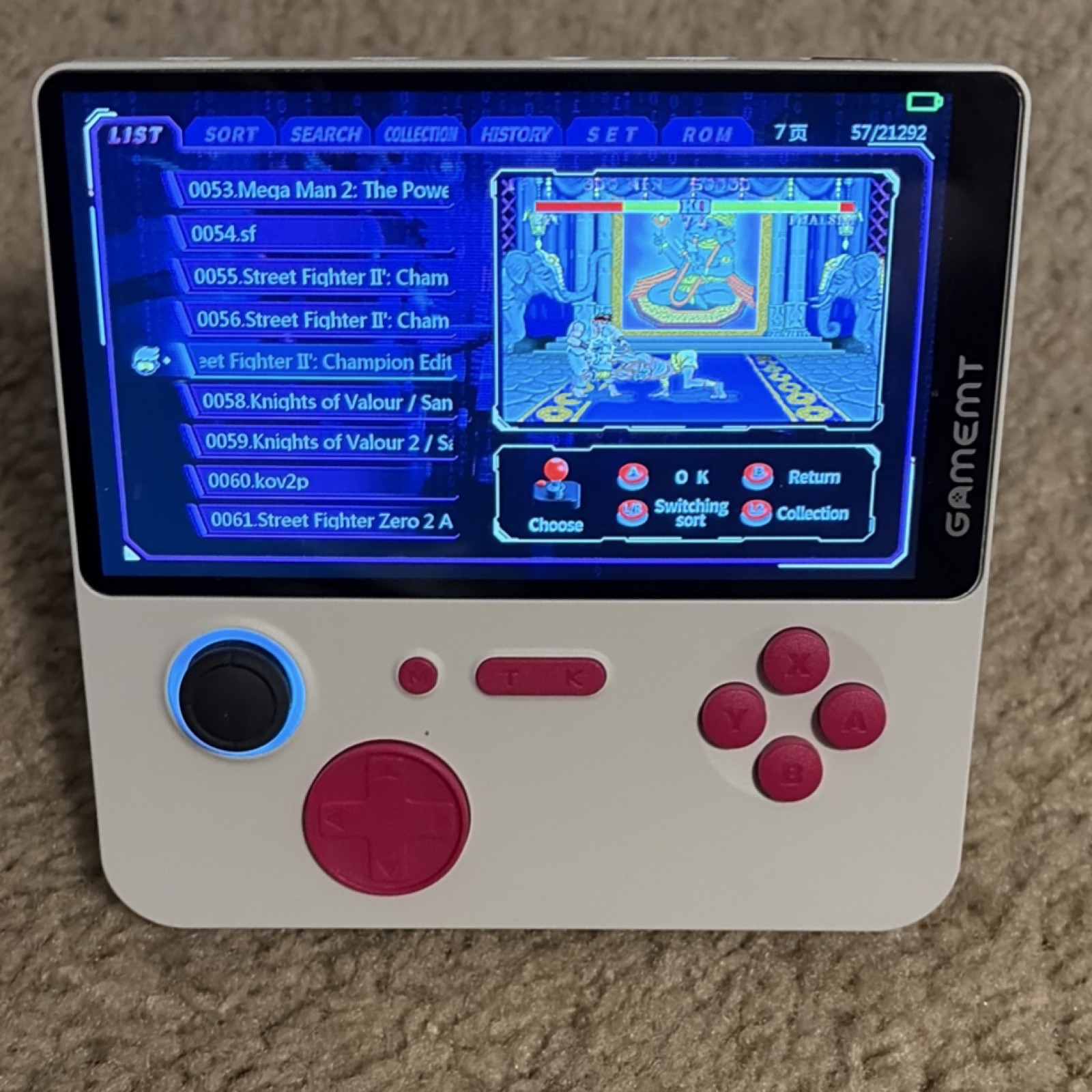 GAMEMT Handheld Video Game Console White Pink Stand HDMI USB Multiple Games