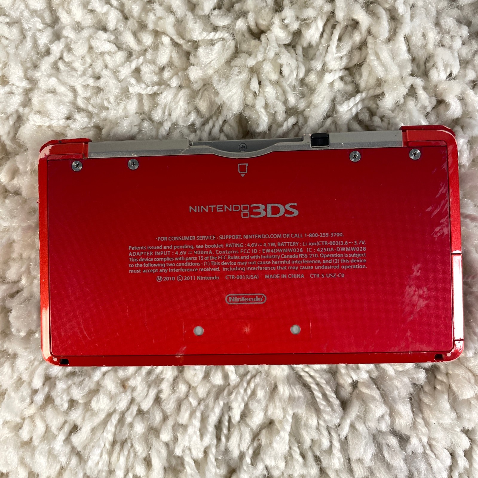 Nintendo 3DS Flame Red Handheld Console System CTR-001 READ