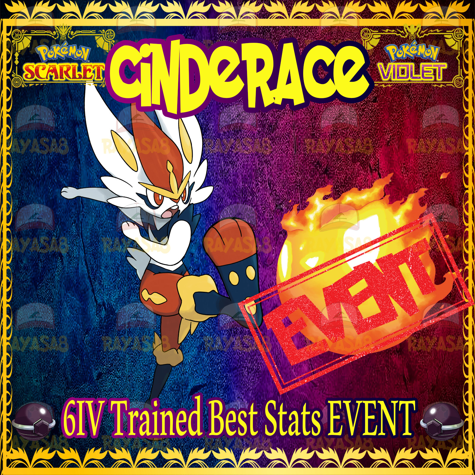 Pokemon Violet Cinderace Event 6IV Traind Best Stats Event Scarlet Home🌟