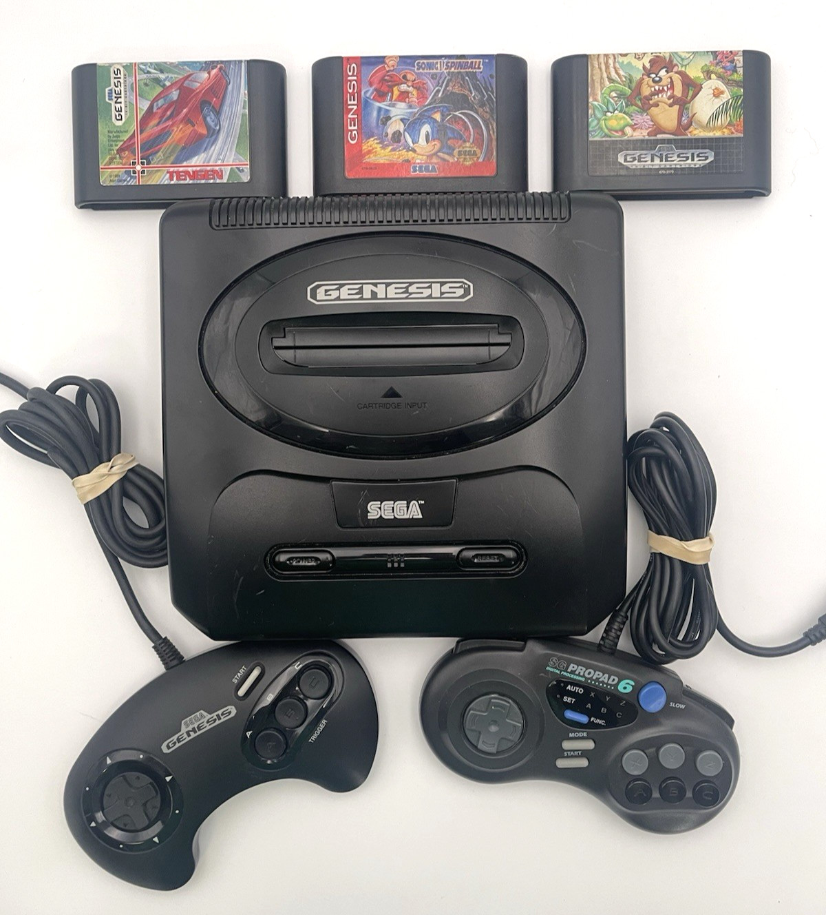 Sega Genesis Model 2 MK-1631 Console System 2 Controller 3 Game & Cables Bundle