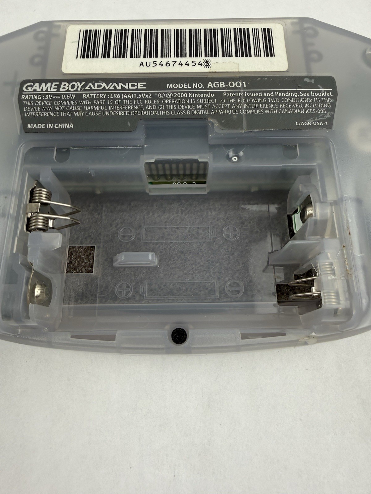 Nintendo Game Boy Advance Clear Glacier Tested AGB-001 W/ 2 Games No Batt. Cover
