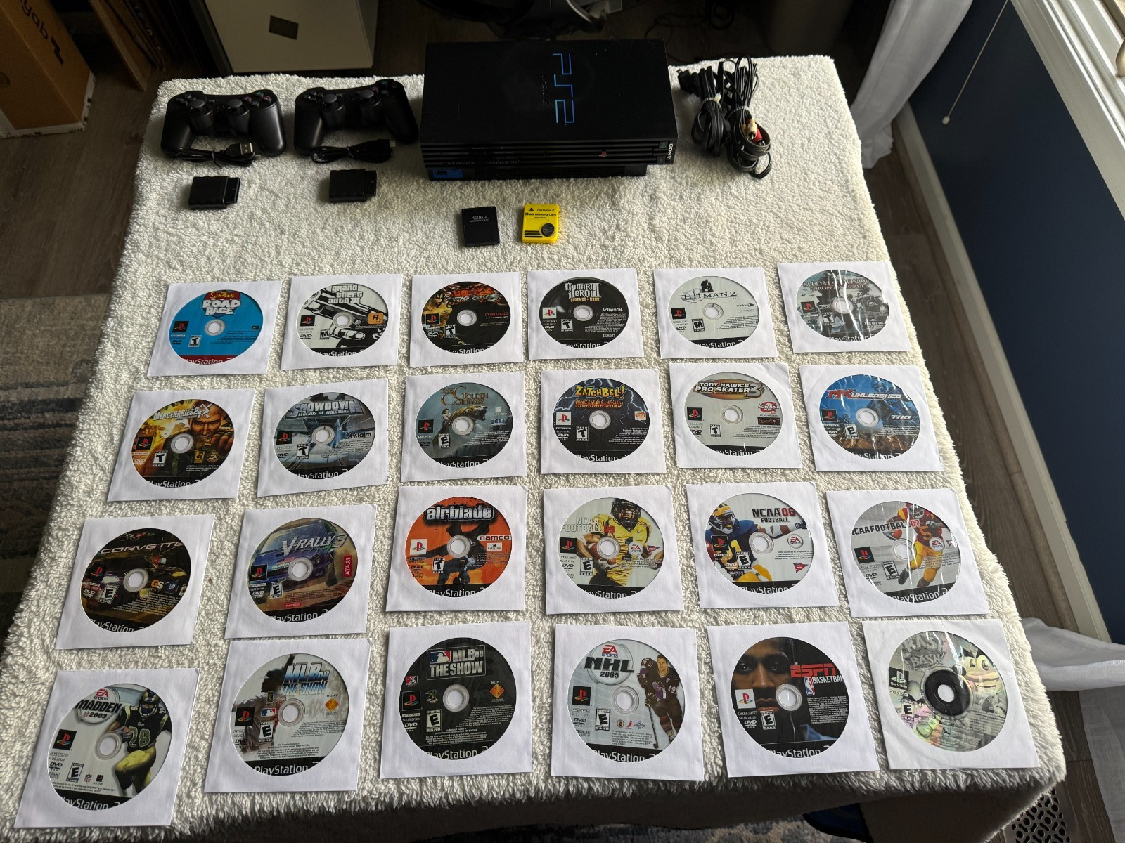 Sony PlayStation 2 Fat PS2 Black Console Huge Bundle 24 Games Simpons GTA & More