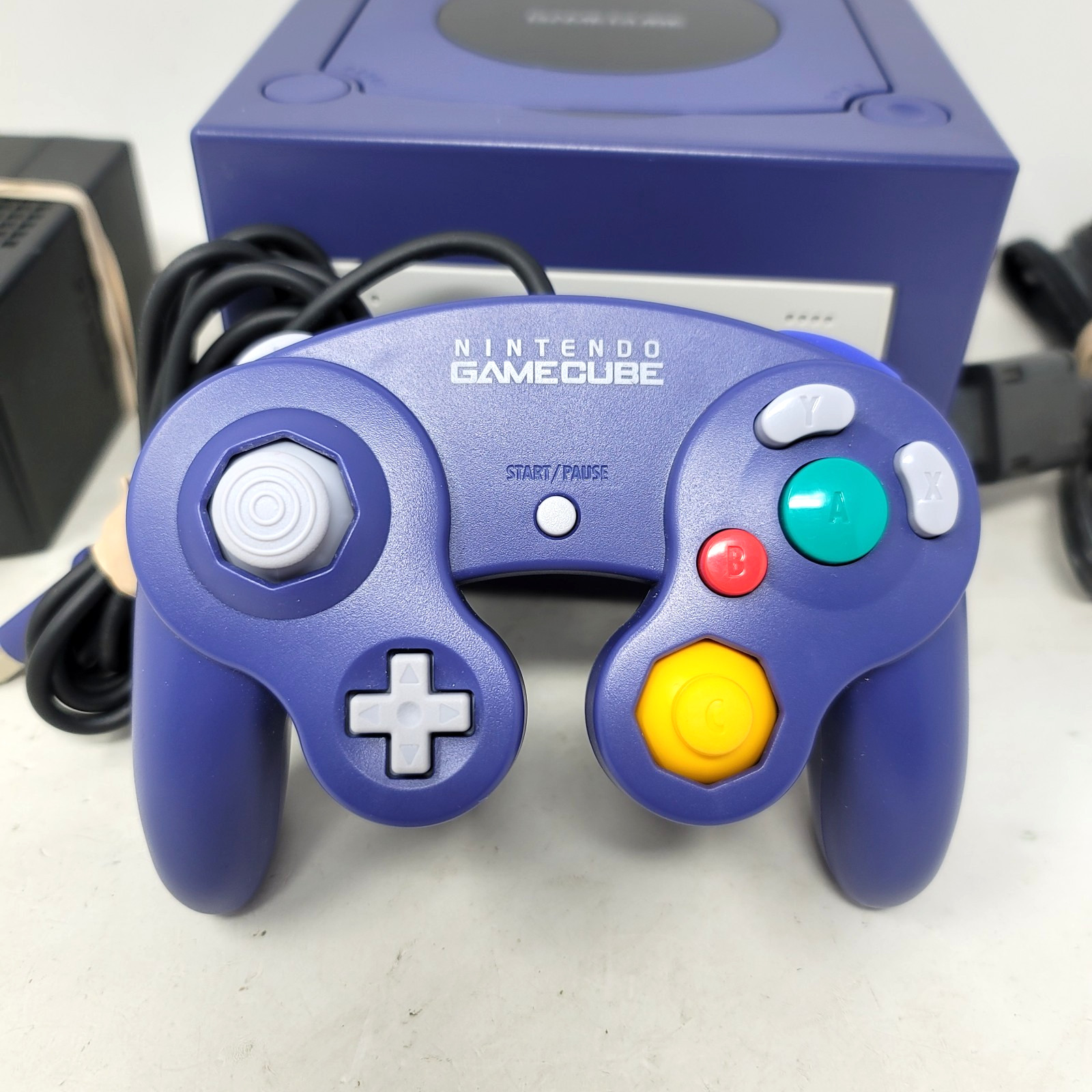 Nintendo GameCube DOL-001 Indigo DUAL REGION (NTSC/JPN) W/ Controller & Cords