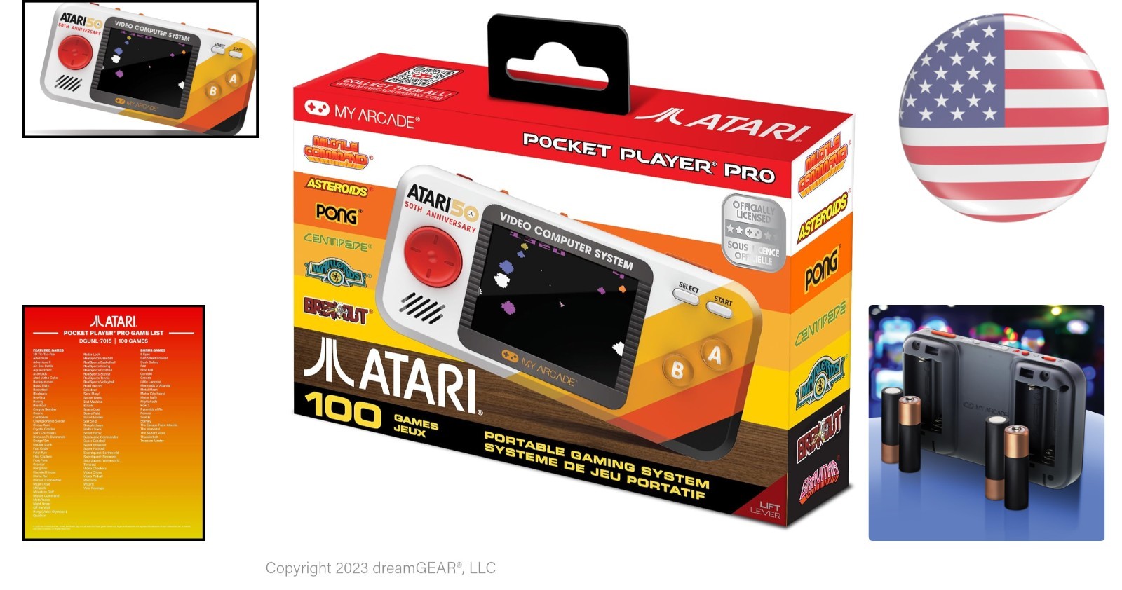 Authentic Atari Pocket Player Pro: 100 Timeless Games, Ergonomic Handheld Design