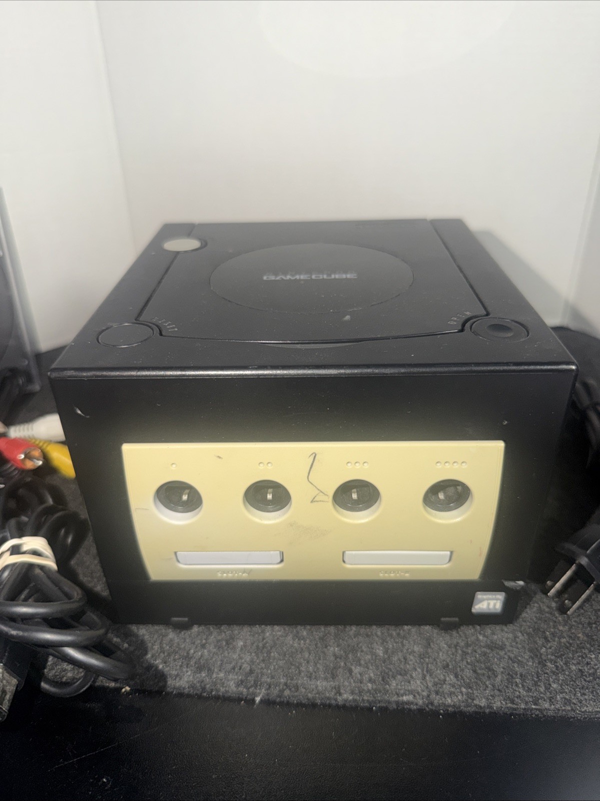 Nintendo GameCube DOL-001 Console bundle Black w/ 2 Controllers & 1 Game Tested