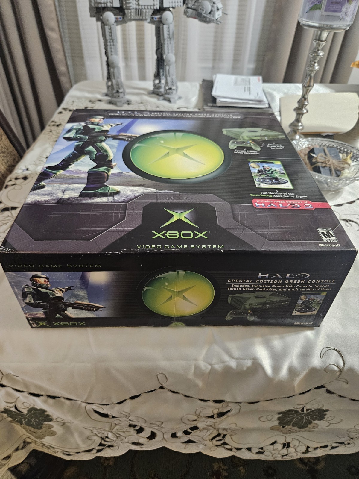 OG Xbox Halo Edition System Console In Box With 4 Controllers And Extras