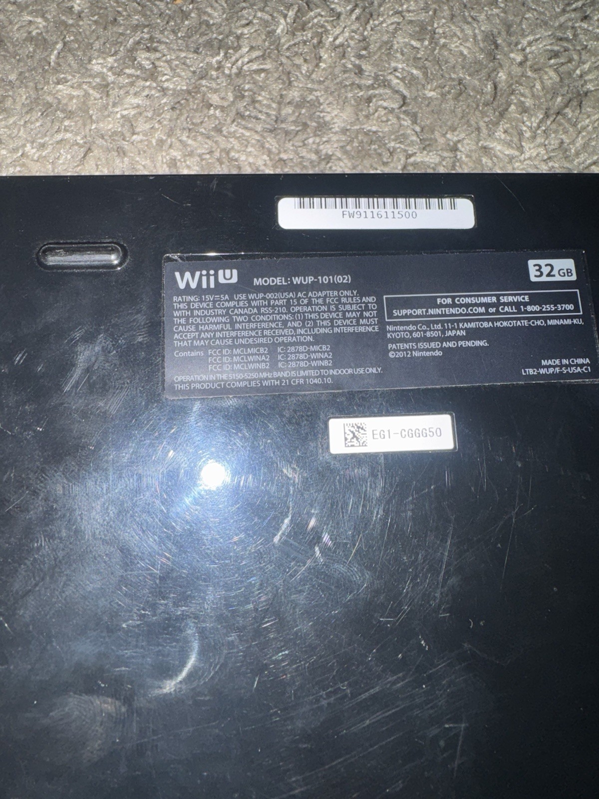 Nintendo Wii U 32GB Black Console WUP-101(02) White GamePad HDMI