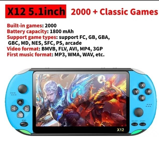 Portable Console 2000 Built-In Games TV Connection Retro Classic 5 Inch