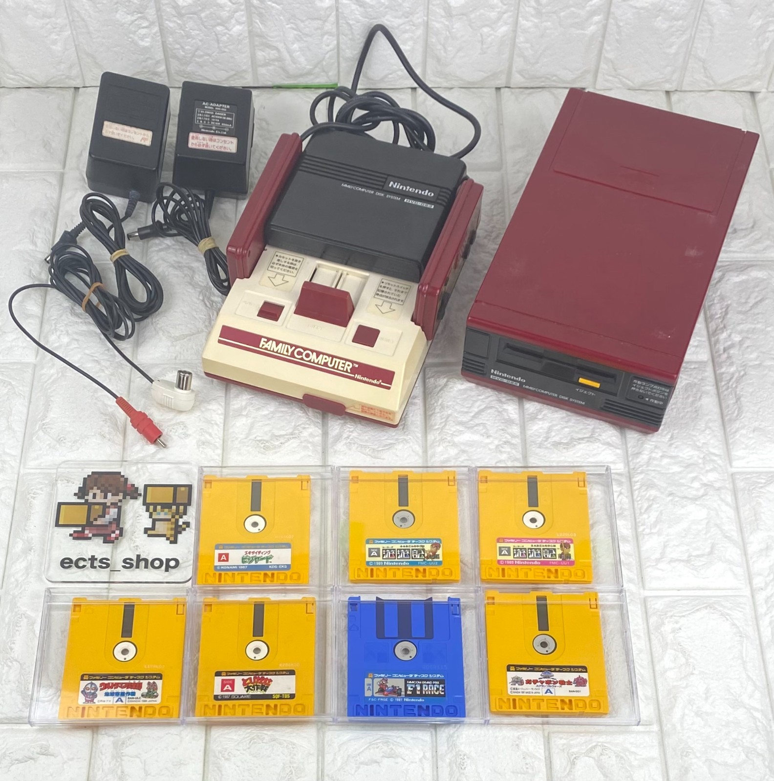Nintendo Famicom & Disk System Bundle HVC-001 HVC-022 6 Games Tested Japan #DS02
