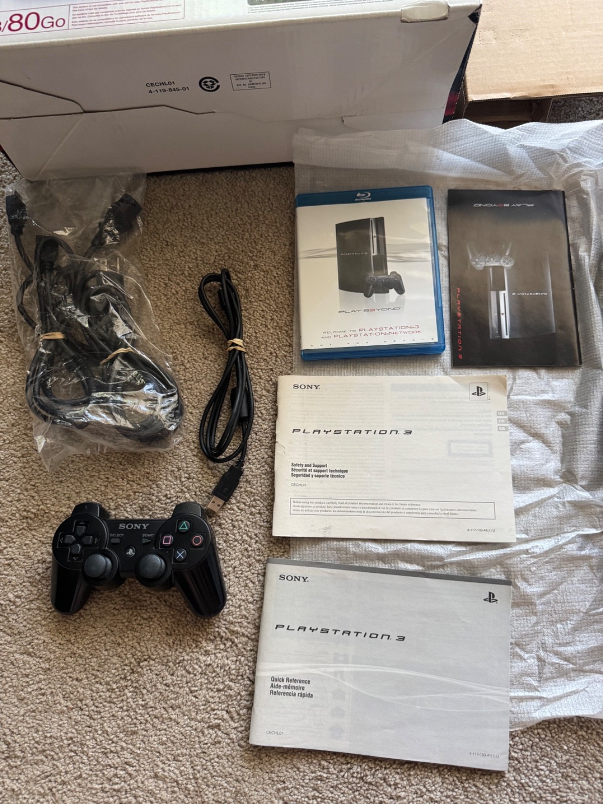 Sony PlayStation 3 PS3 80GB CECHL01 video game system console CIB MATCHING SER #