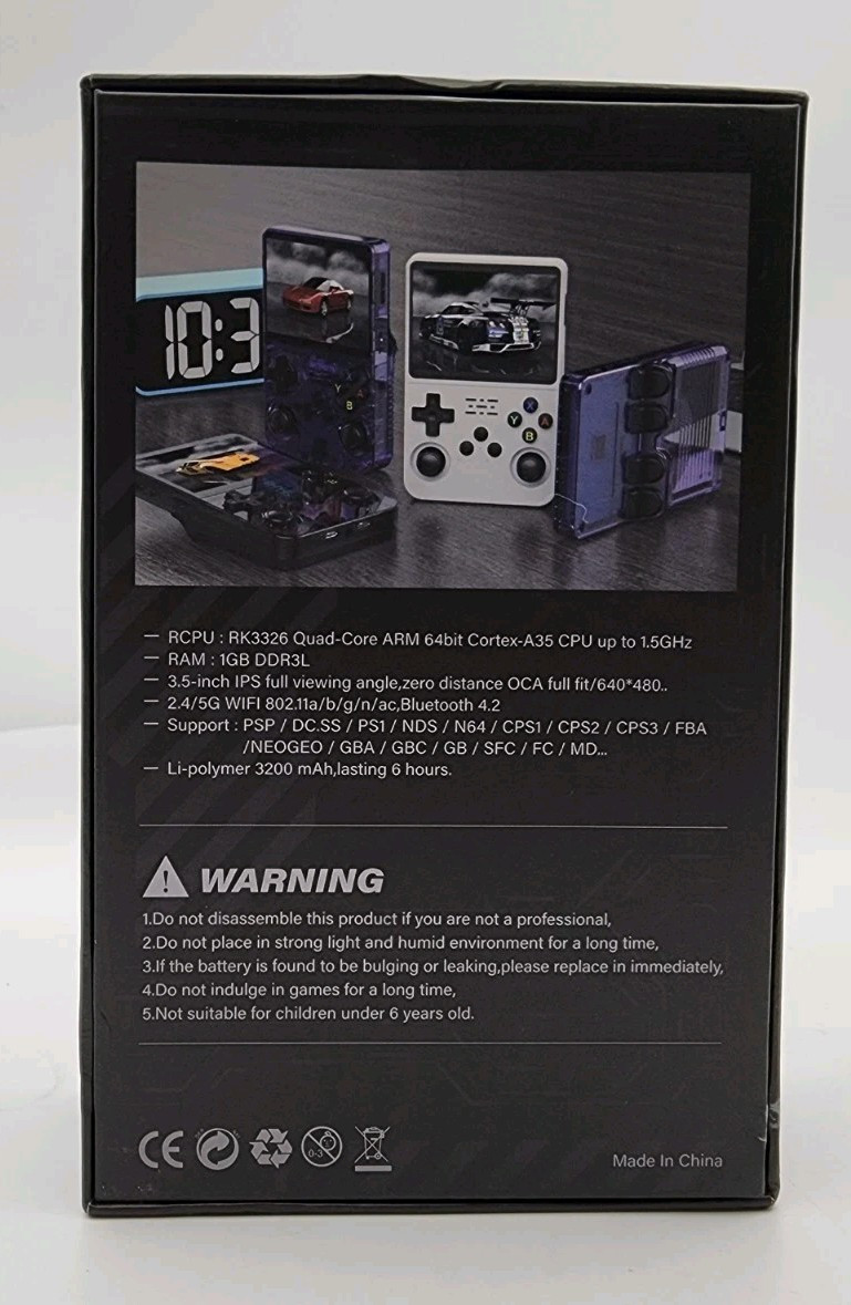 RK3326 Quad Core Handheld Game Console 128G With Built-in 15000+ Games, Black