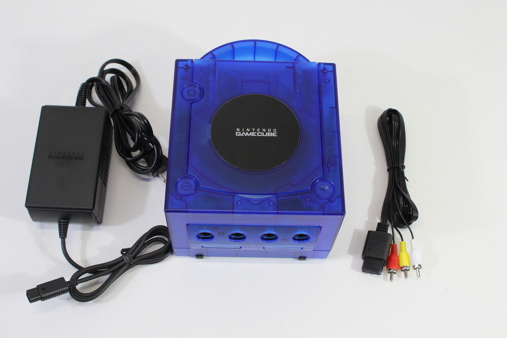 Nintendo Gamecube Clear Transparent Dark Blue Console & AC AV NTSC-U/C DOL-001