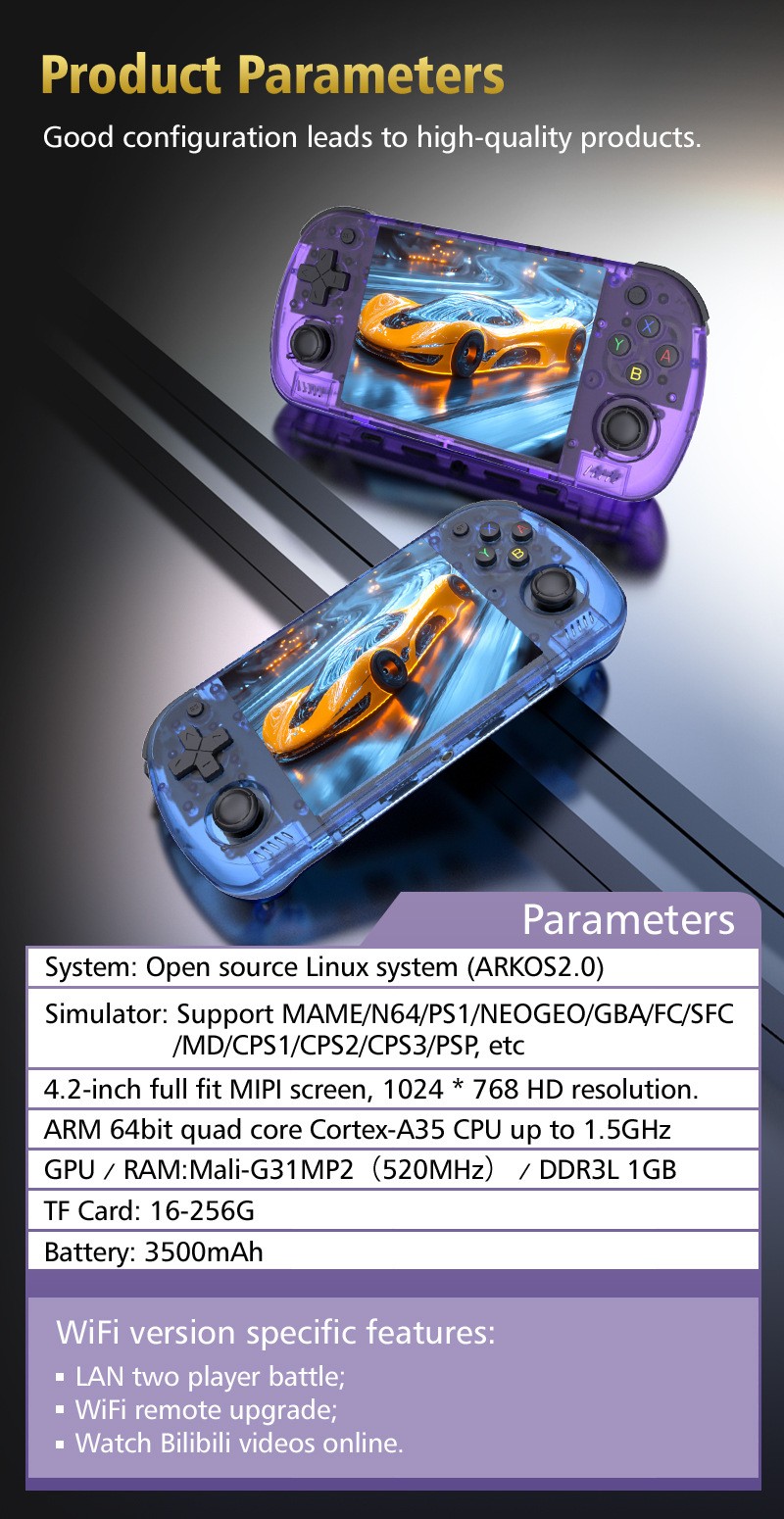 Wireless Two Player Game Console R36H Pro Max Support Two Player Battle 4.2 Inch