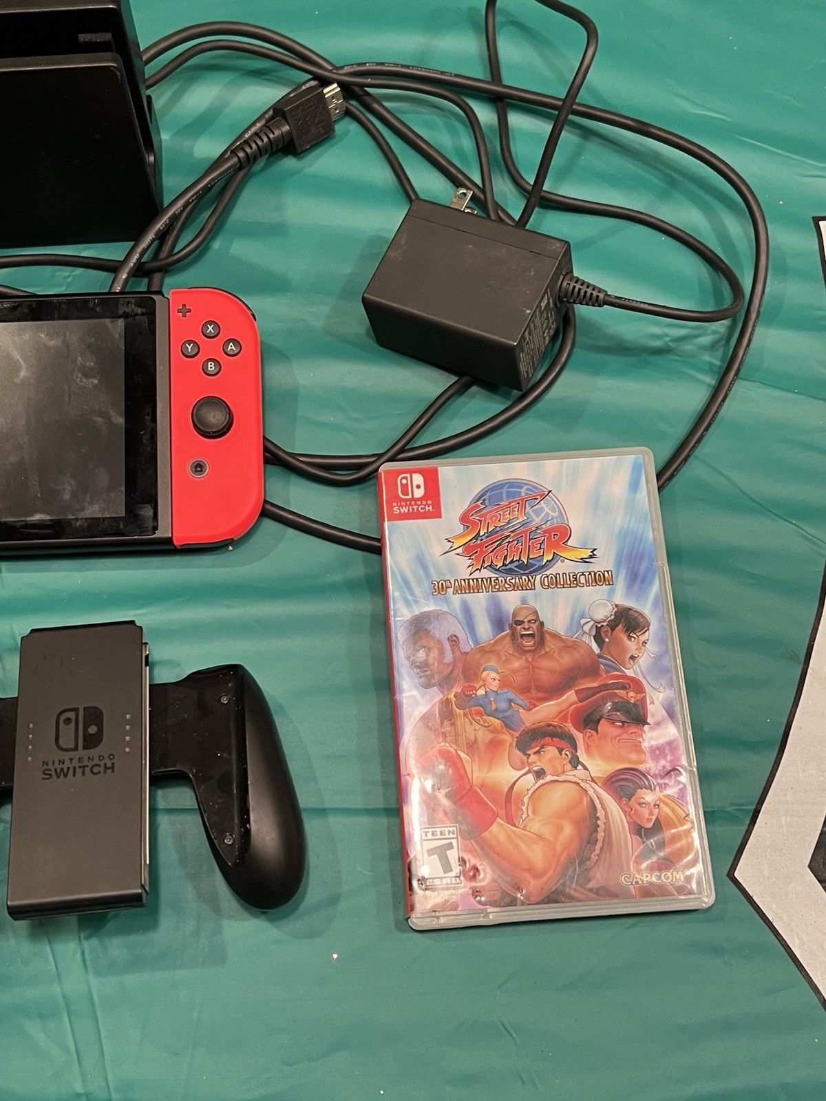 Nintendo Switch System Console w/Neon Red & Blue Joy-Cons + Dock & Extras