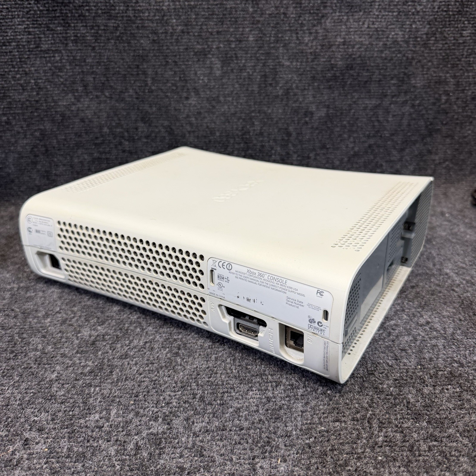 Microsoft Xbox 360 Fat White Console For Parts/Repair Disc Read Error No HD 1007