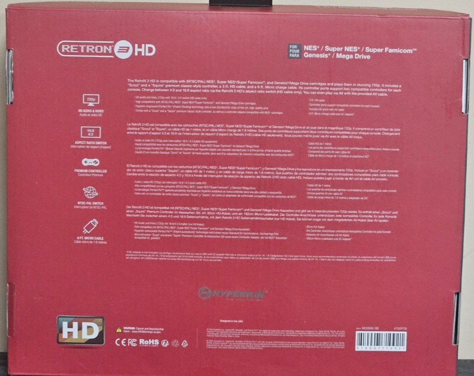 Hyperkin RetroN 3 HD Console for NES,SNES,Super Famicom,Genesis/Mega Drive Black
