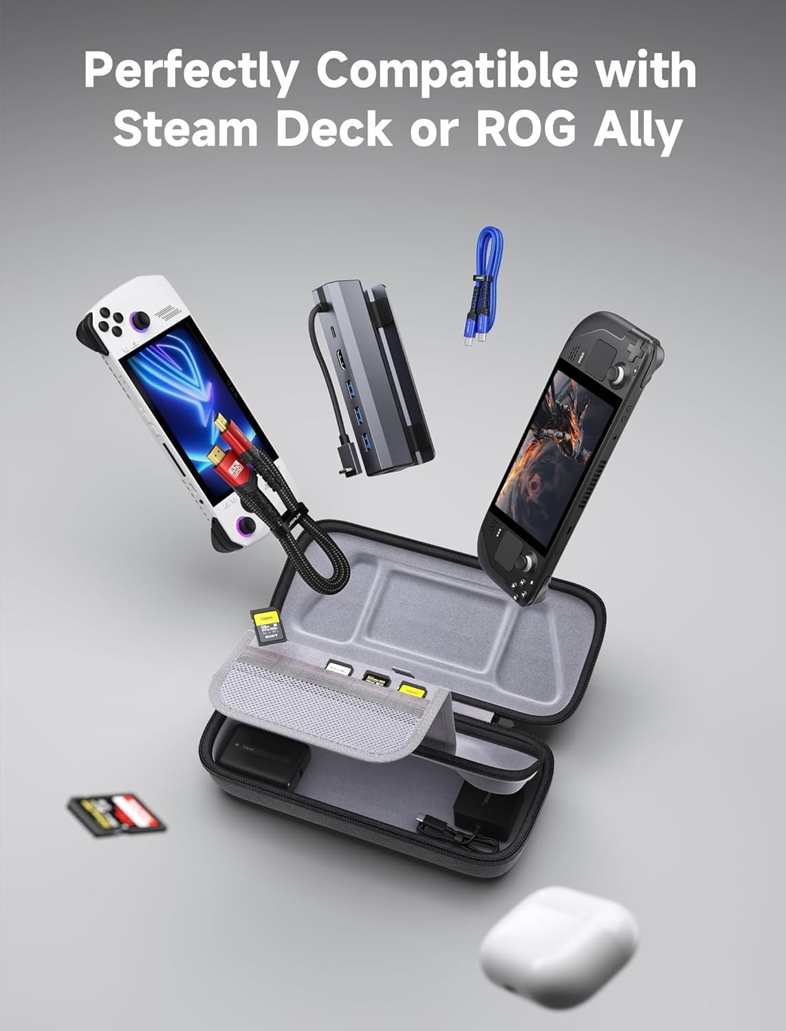 Elegant Hard Shell Carrying Case for Steam Deck & ROG Ally – Portable Protection