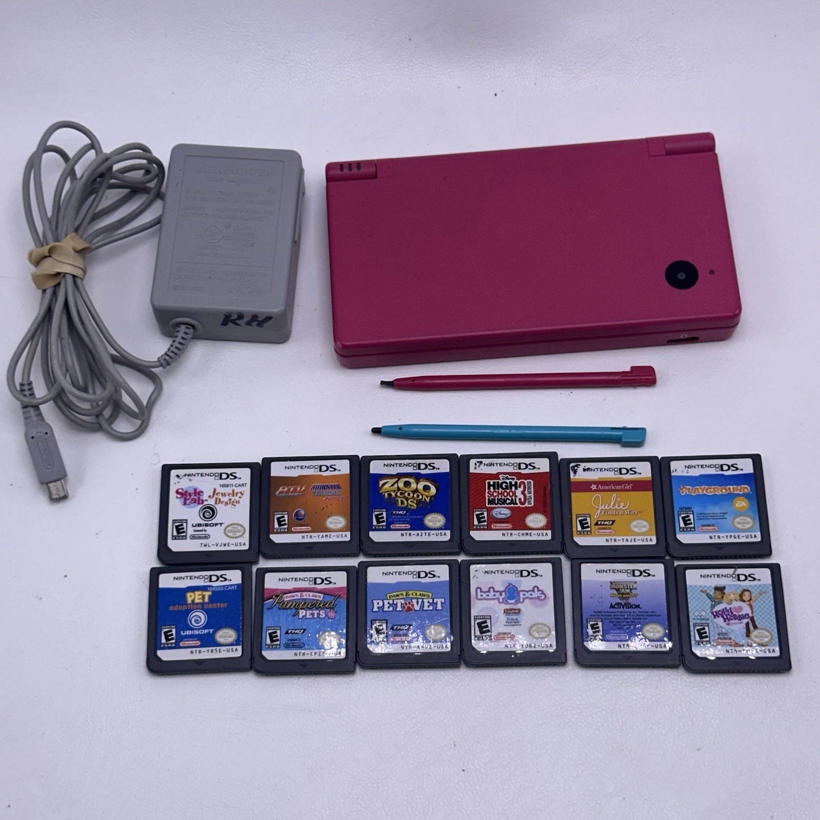 NINTENDO DSi Hot Pink Handheld Game Console With 12 Games Charger