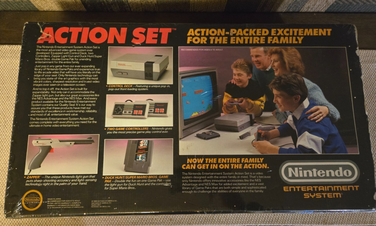 Vintage Nintendo NES Action Set Home Console, Complete In Box + Mario /Duck Hunt