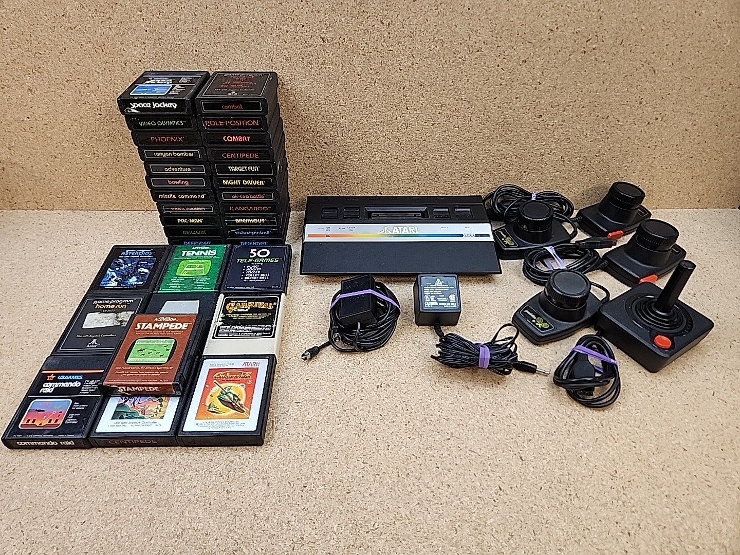 Huge Atari 2600 Junior Jr Console System Bundle w/Controllers & 32 Games TESTED