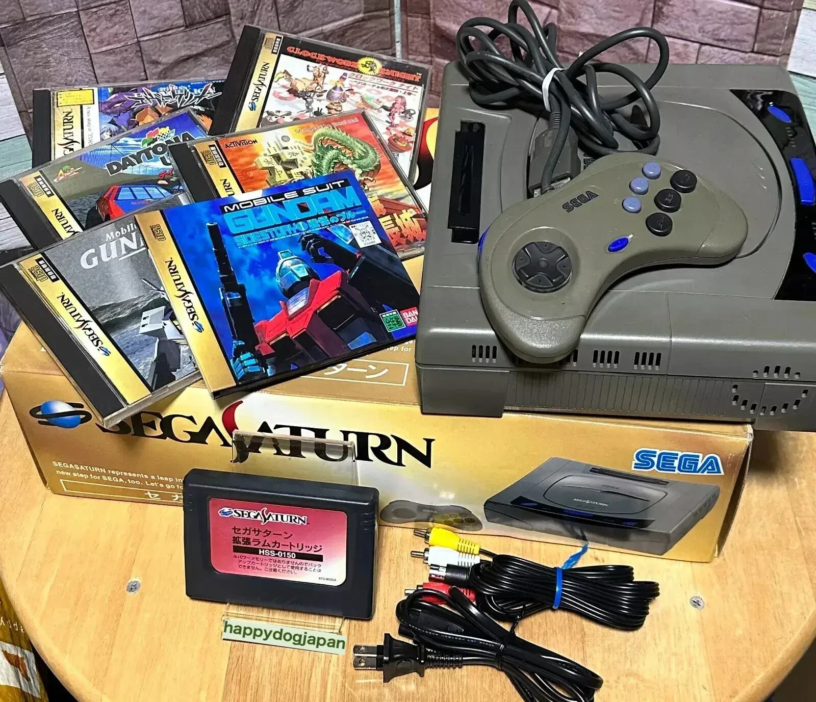 SEGA SATURN Console Controller Extended Ram Cartridge Box HST-3200 & 6Games JPN