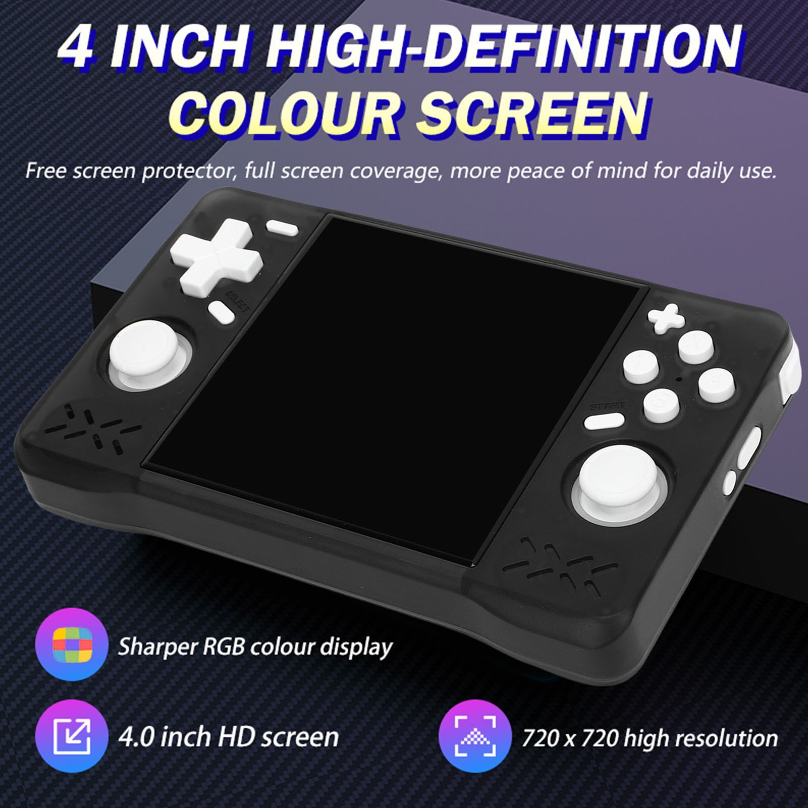 Retro Handheld Game Console 4in Screen 1.5GHz Portable Rechargeable Gaming HQWB