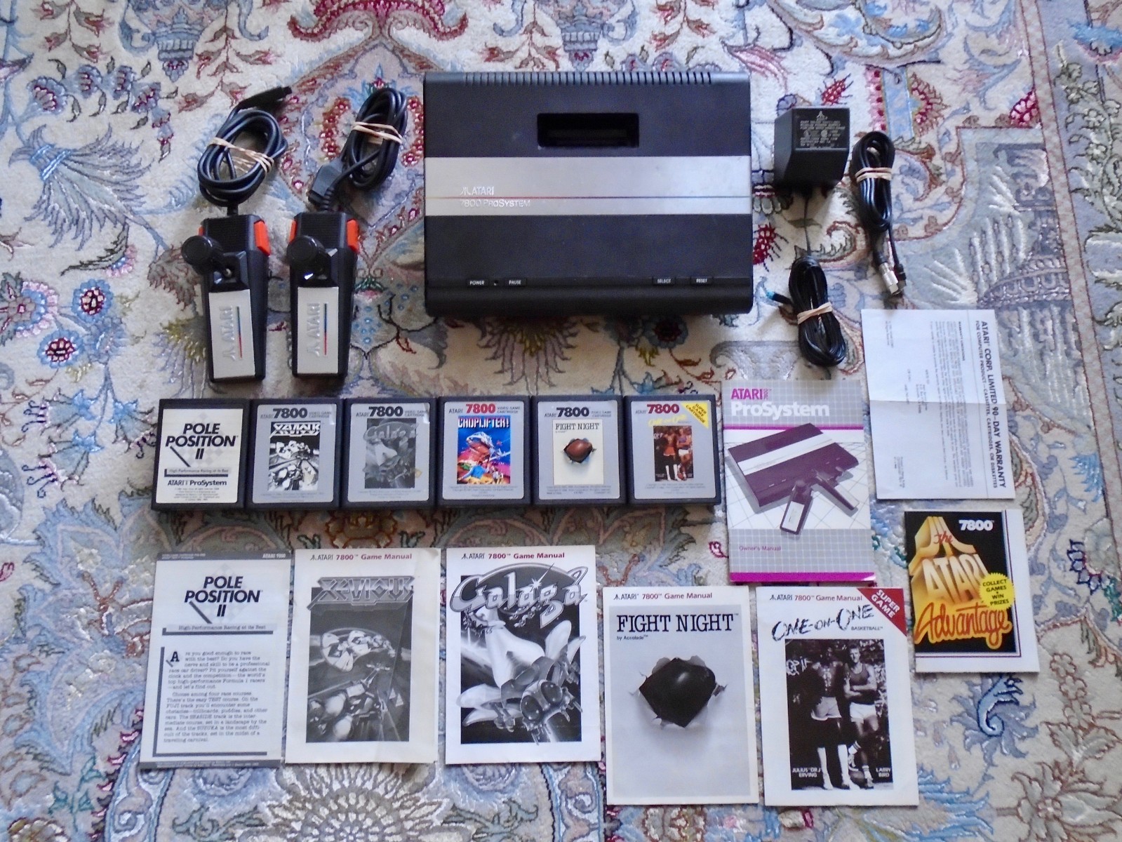 Atari 7800 ProSystem console w/ six games, manuals, joysticks, cables TESTED!