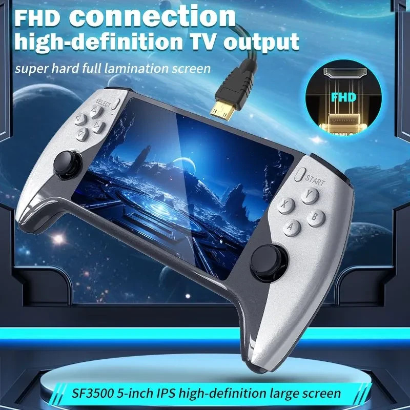 SF3500 5» IPS Handheld Game Console 64G 3000mAh Retro Player Xmas PARTY GIFTS