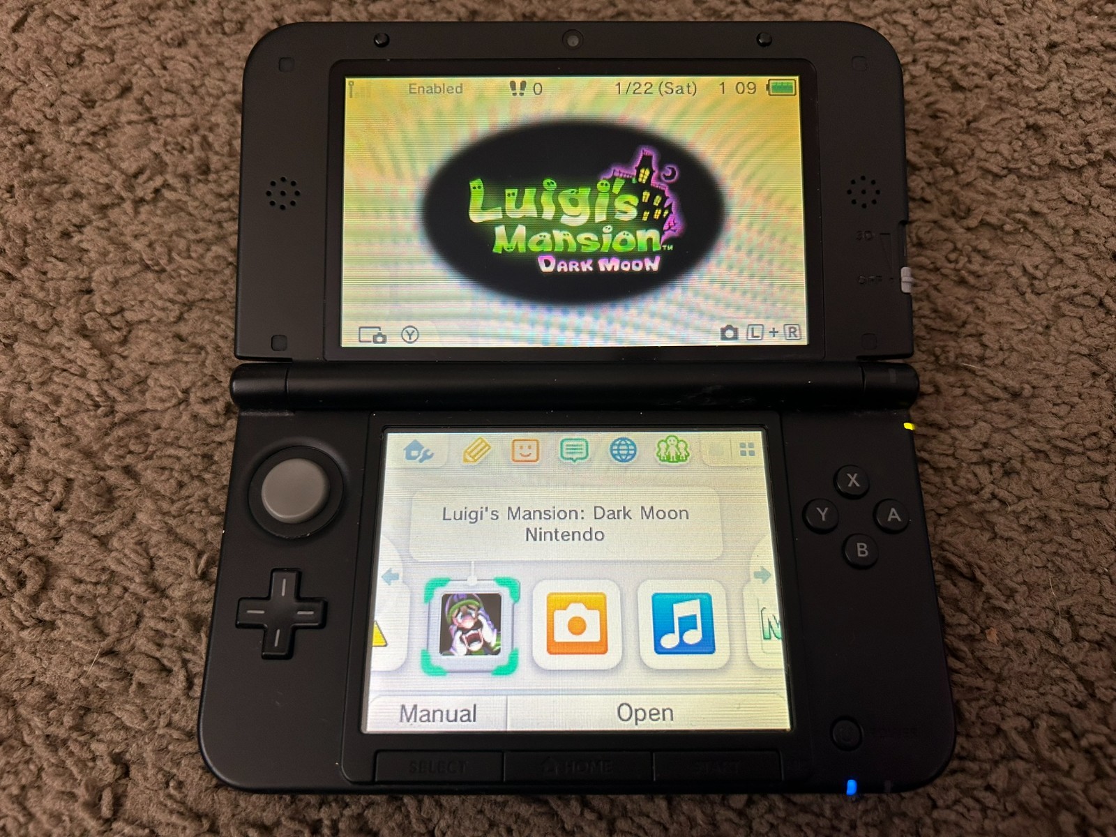 *READ* Nintendo 3DS XL Handheld System Blue & Black+Luigi’s Mansion bundle lot