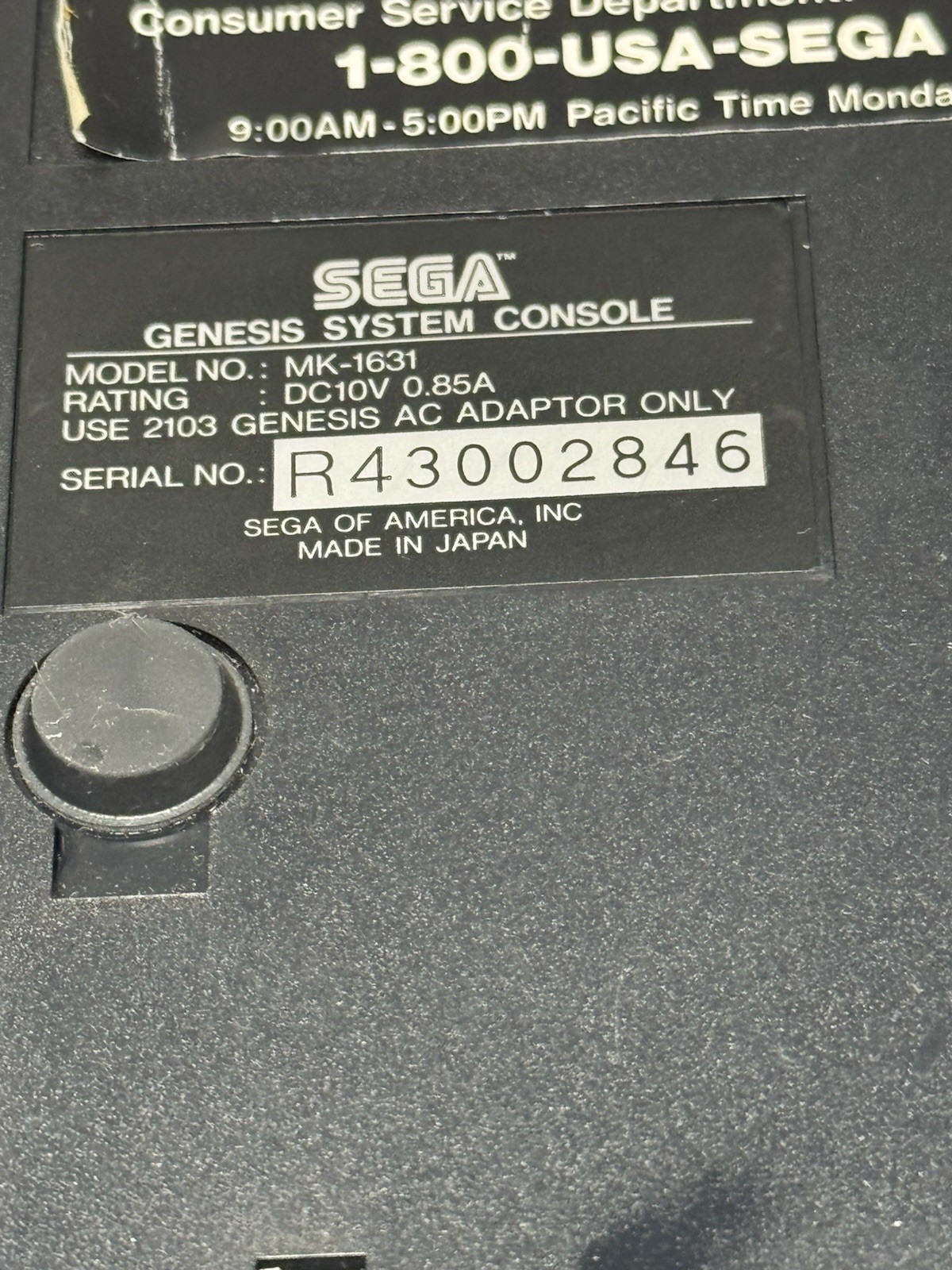 Sega Genesis Model 1 Console MK-1631 + Controller & Street Fighter II Untested