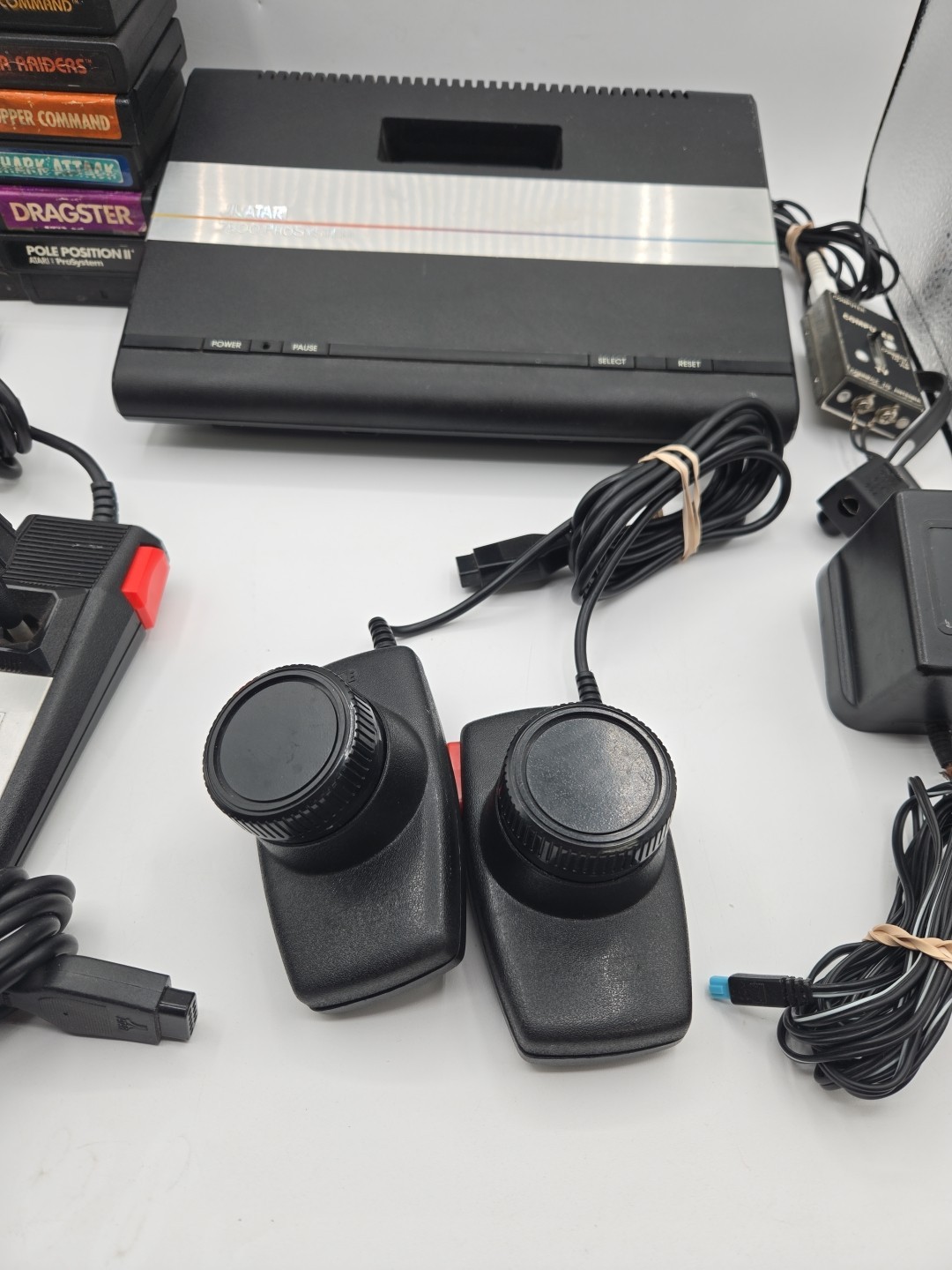 ATARI 7800 Pro System Console 16 Games Controllers Cables Tested Working Rf