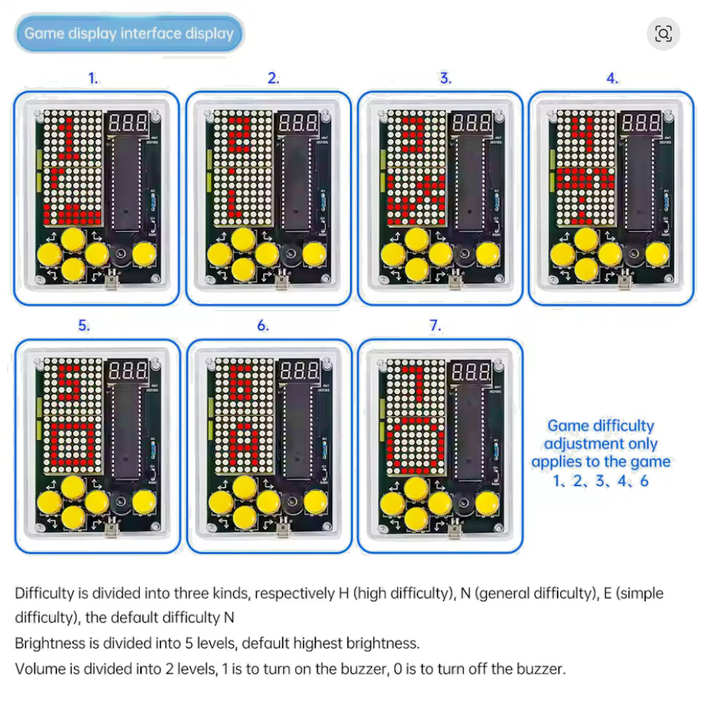 DIY Pixel Game Console Kit – Retro 7-in-1 Electronic Games