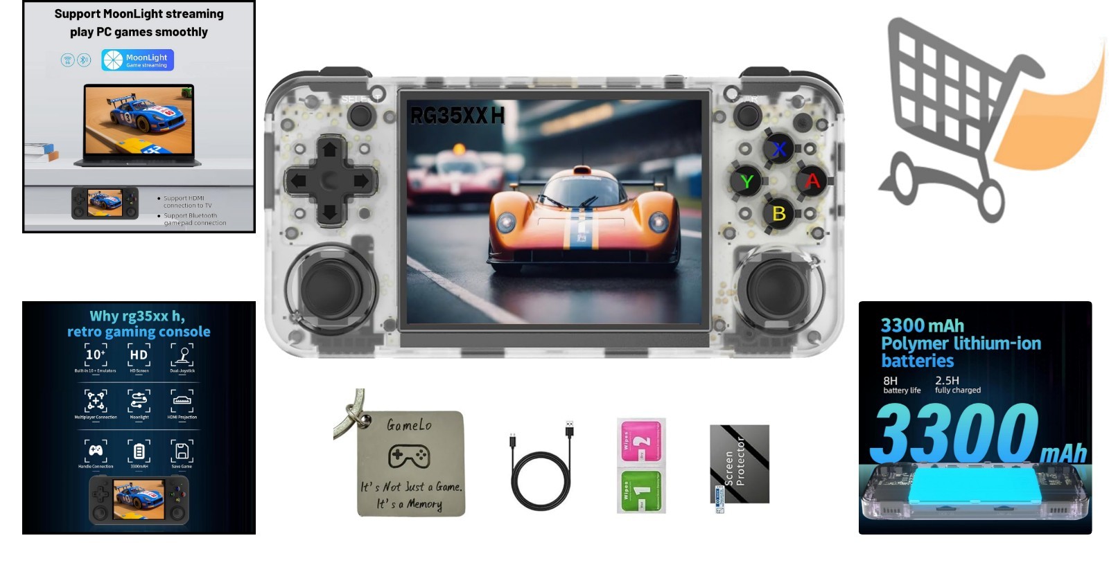 Retro Handheld Gaming Console 64G TF Dual Joystick 3.5-inch HD Screen